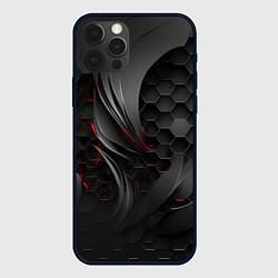 Чехол для iPhone 12 Pro Черные абстрактные плиты, цвет: 3D-черный