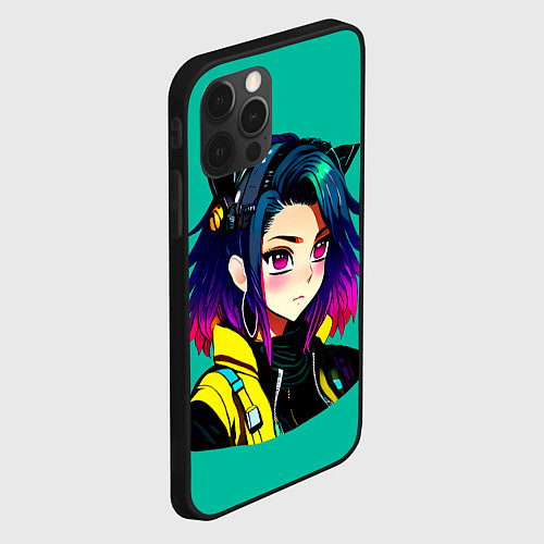 Чехол iPhone 12 Pro Anime Cyberpunk Girl / 3D-Черный – фото 2