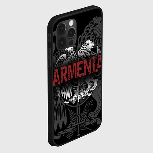 Чехол iPhone 12 Pro Герб Армении с надписью Armenia / 3D-Черный – фото 2