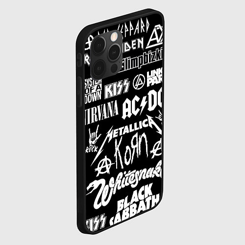 Чехол iPhone 12 Pro Сборник тяжёлого рока / 3D-Черный – фото 2