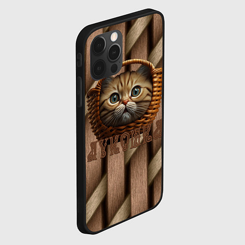Чехол iPhone 12 Pro Кошка лукошка мем / 3D-Черный – фото 2