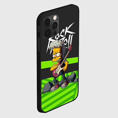 Чехол iPhone 12 Pro Rock music Simpsons / 3D-Черный – фото 2