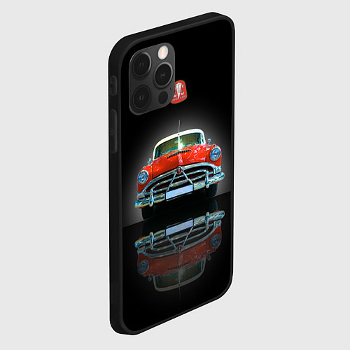 Чехол iPhone 12 Pro Классический американский автомобиль Hudson Hornet / 3D-Черный – фото 2