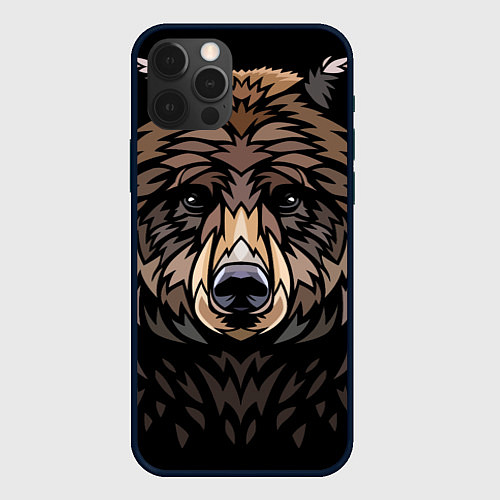 Чехол iPhone 12 Pro Медведь в этническом стиле / 3D-Черный – фото 1