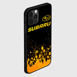 Чехол для iPhone 12 Pro Subaru - gold gradient: символ сверху, цвет: 3D-черный — фото 2