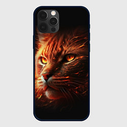 Чехол для iPhone 12 Pro Огненный рыжий кот, цвет: 3D-черный