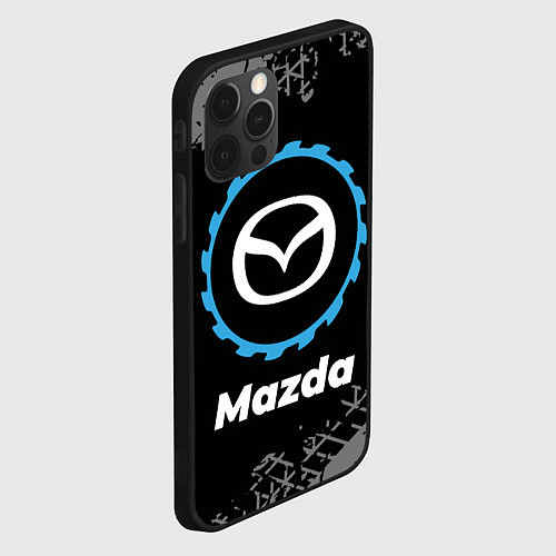 Чехол iPhone 12 Pro Mazda в стиле Top Gear со следами шин на фоне / 3D-Черный – фото 2