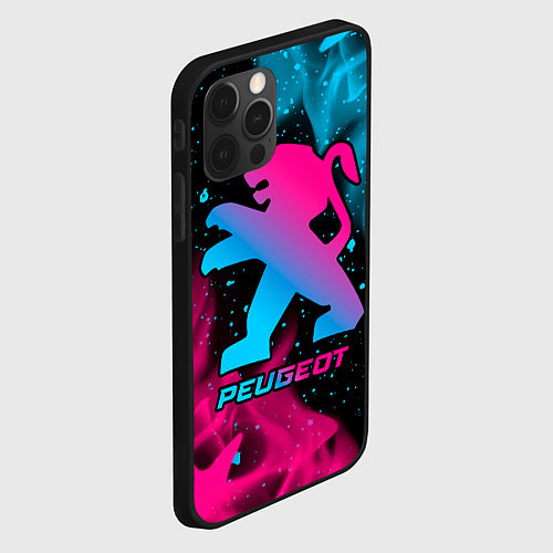 Чехол iPhone 12 Pro Peugeot - neon gradient / 3D-Черный – фото 2