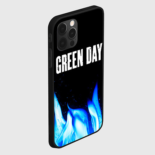 Чехол iPhone 12 Pro Green Day blue fire / 3D-Черный – фото 2