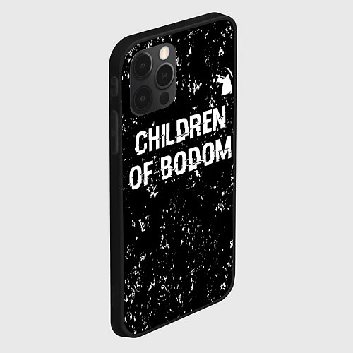 Чехол iPhone 12 Pro Children of Bodom glitch на темном фоне: символ св / 3D-Черный – фото 2