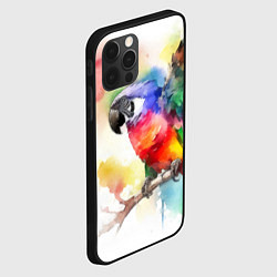 Чехол для iPhone 12 Pro Разноцветный акварельный попугай, цвет: 3D-черный — фото 2