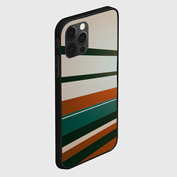 Чехол для iPhone 12 Pro Абстрактные зелёные и оранжевые линии, цвет: 3D-черный — фото 2