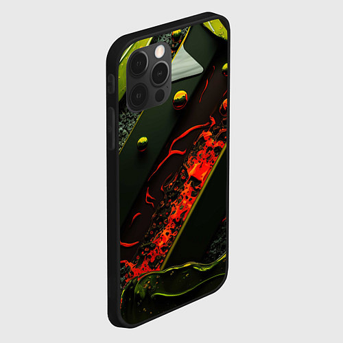 Чехол iPhone 12 Pro Оранжевые брызги / 3D-Черный – фото 2