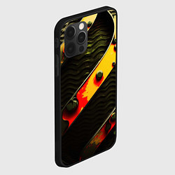 Чехол для iPhone 12 Pro Зеленая текстура оранжевые полосы, цвет: 3D-черный — фото 2