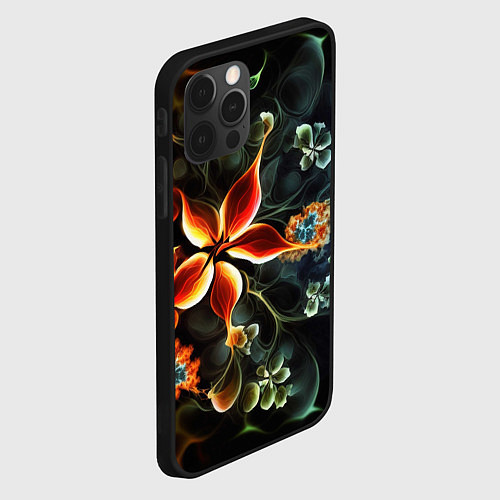 Чехол iPhone 12 Pro Абстрактные цветы / 3D-Черный – фото 2