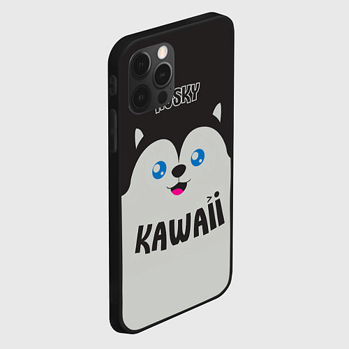 Чехол iPhone 12 Pro Kawaii Husky / 3D-Черный – фото 2