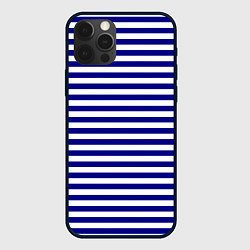 Чехол для iPhone 12 Pro Тельняшка синяя ВМФ, цвет: 3D-черный