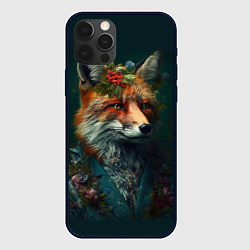 Чехол для iPhone 12 Pro Лис в цветочной рубашке, цвет: 3D-черный