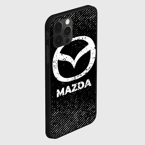 Чехол iPhone 12 Pro Mazda с потертостями на темном фоне / 3D-Черный – фото 2