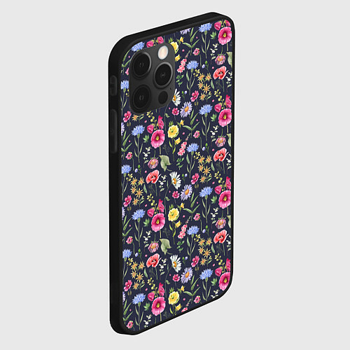 Чехол iPhone 12 Pro Цветочная феерия / 3D-Черный – фото 2