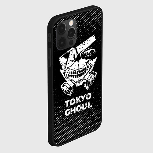 Чехол iPhone 12 Pro Tokyo Ghoul с потертостями на темном фоне / 3D-Черный – фото 2