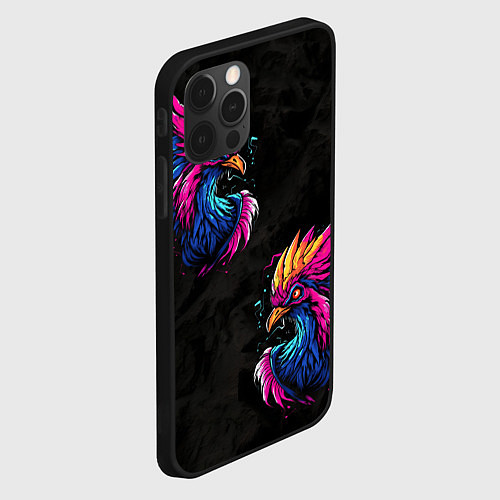 Чехол iPhone 12 Pro Киберпанк Птица / 3D-Черный – фото 2