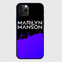 Чехол для iPhone 12 Pro Marilyn Manson purple grunge, цвет: 3D-черный