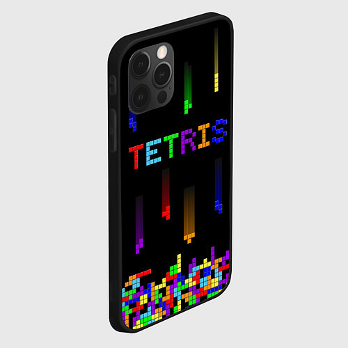 Чехол iPhone 12 Pro Falling blocks tetris / 3D-Черный – фото 2