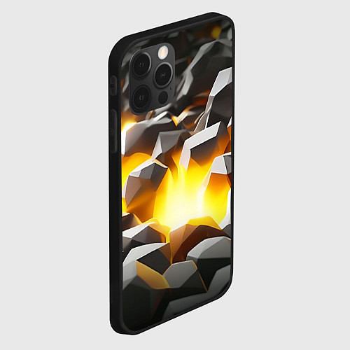 Чехол iPhone 12 Pro Золотая руда / 3D-Черный – фото 2