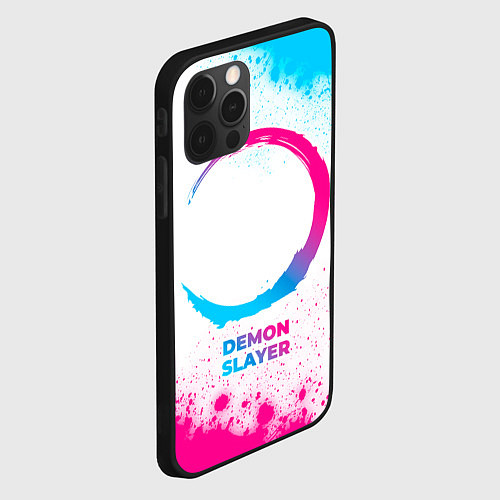 Чехол iPhone 12 Pro Demon Slayer neon gradient style / 3D-Черный – фото 2