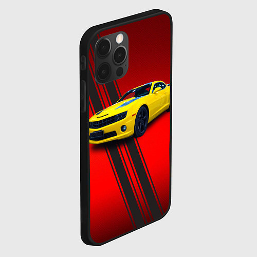 Чехол iPhone 12 Pro Спортивный американский автомобиль Chevrolet Camar / 3D-Черный – фото 2