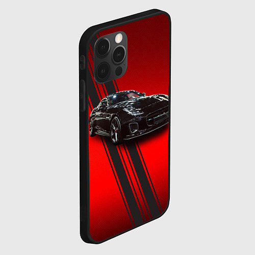 Чехол iPhone 12 Pro Английский спортивный автомобиль Jaguar / 3D-Черный – фото 2