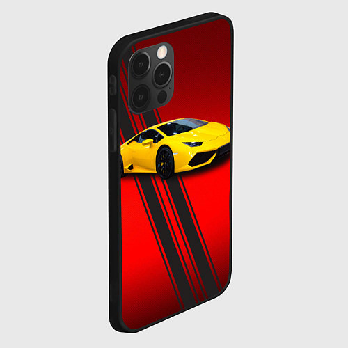 Чехол iPhone 12 Pro Итальянский гиперкар Lamborghini Aventador / 3D-Черный – фото 2