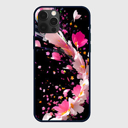 Чехол для iPhone 12 Pro Вихрь розовых лепестков, цвет: 3D-черный
