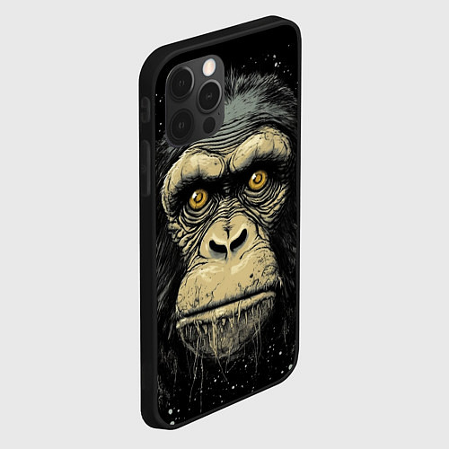 Чехол iPhone 12 Pro Портрет обезьяны: арт нейросети / 3D-Черный – фото 2