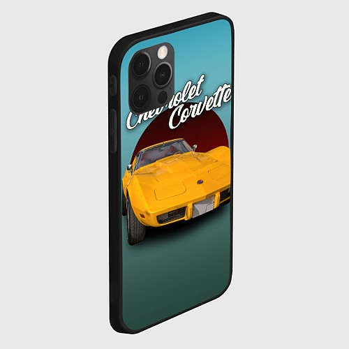 Чехол iPhone 12 Pro Американский спорткар Chevrolet Corvette Stingray / 3D-Черный – фото 2