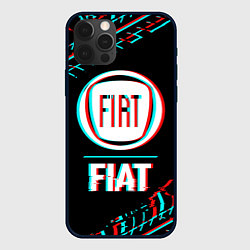 Чехол для iPhone 12 Pro Значок Fiat в стиле glitch на темном фоне, цвет: 3D-черный