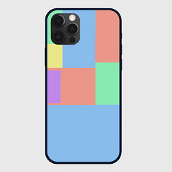 Чехол для iPhone 12 Pro Разноцветные квадраты и прямоугольники, цвет: 3D-черный
