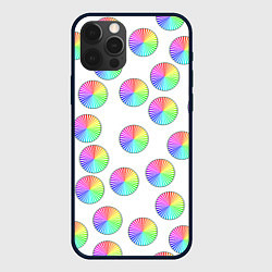 Чехол для iPhone 12 Pro Круги с линиями, спектр, цвет: 3D-черный