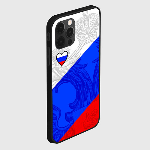 Чехол iPhone 12 Pro Сердечко - Россия / 3D-Черный – фото 2