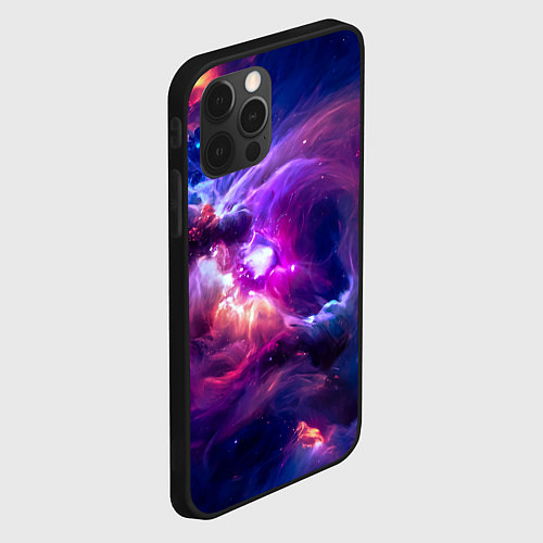 Чехол iPhone 12 Pro Небула в космосе в фиолетовых тонах - нейронная се / 3D-Черный – фото 2