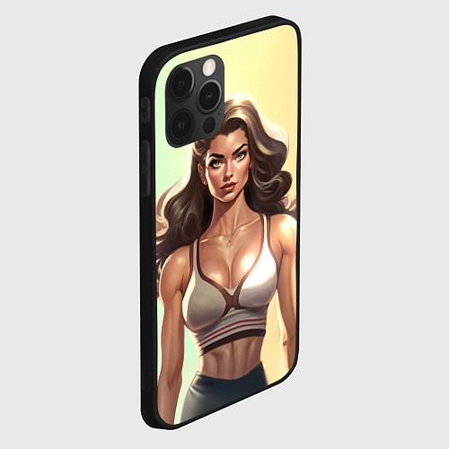 Чехол iPhone 12 Pro Fitness girl sport / 3D-Черный – фото 2