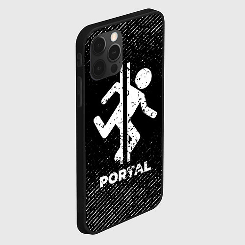 Чехол iPhone 12 Pro Portal с потертостями на темном фоне / 3D-Черный – фото 2