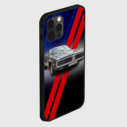 Чехол iPhone 12 Pro Американский маслкар Dodge Charger / 3D-Черный – фото 2