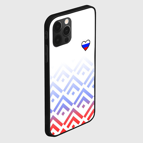 Чехол iPhone 12 Pro Сердечко россии - треугольники / 3D-Черный – фото 2