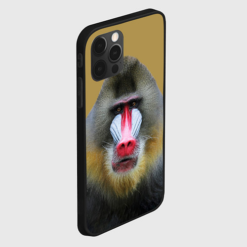 Чехол iPhone 12 Pro Мандрил обезьяна / 3D-Черный – фото 2