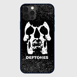 Чехол для iPhone 12 Pro Deftones с потертостями на темном фоне, цвет: 3D-черный