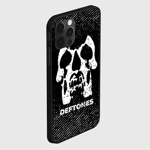 Чехол iPhone 12 Pro Deftones с потертостями на темном фоне / 3D-Черный – фото 2