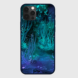 Чехол для iPhone 12 Pro Абстракция: неоновые огни подводного мира, цвет: 3D-черный
