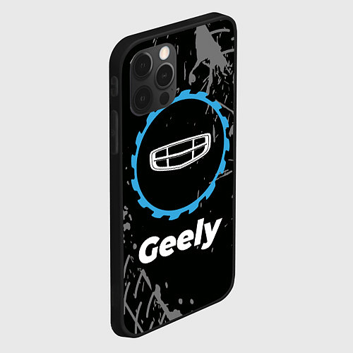 Чехол iPhone 12 Pro Geely в стиле Top Gear со следами шин на фоне / 3D-Черный – фото 2